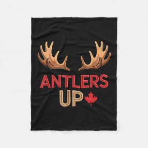 Antlers Up Canadian Pride Funny Canada Flag Moose  Fleece Blanket