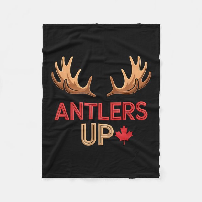 Antlers Up Canadian Pride Funny Canada Flag Moose  Fleece Blanket (Front)