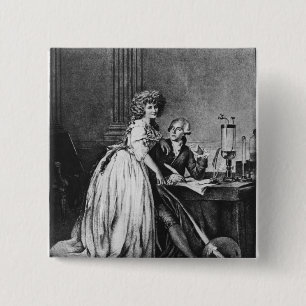 Antoine Laurent Lavoisier and his wife 15 Cm Square Badge