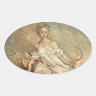 Antoine Watteau Ceres (Summer) c1717-1718 Oval Sticker