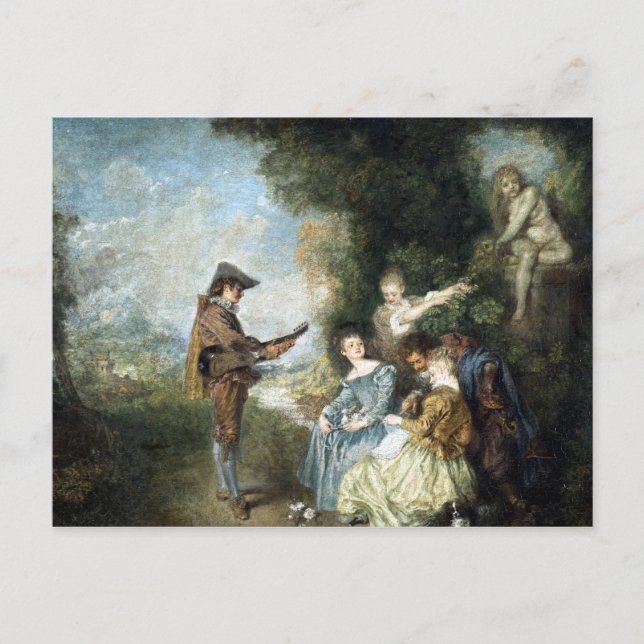 Antoine Watteau The Love Lesson Postcard (Front)