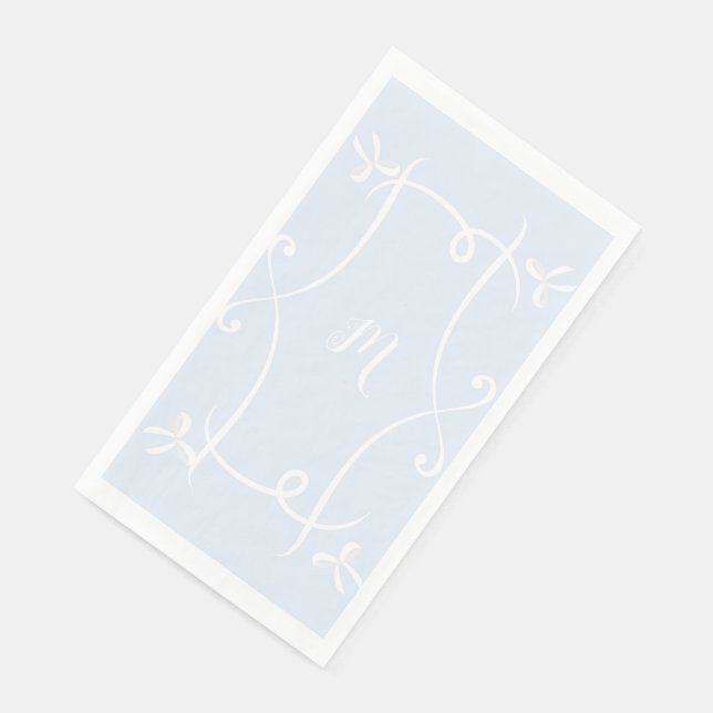 Antoinette Blue Elegant Emblem Filigree Napkin (Corner)