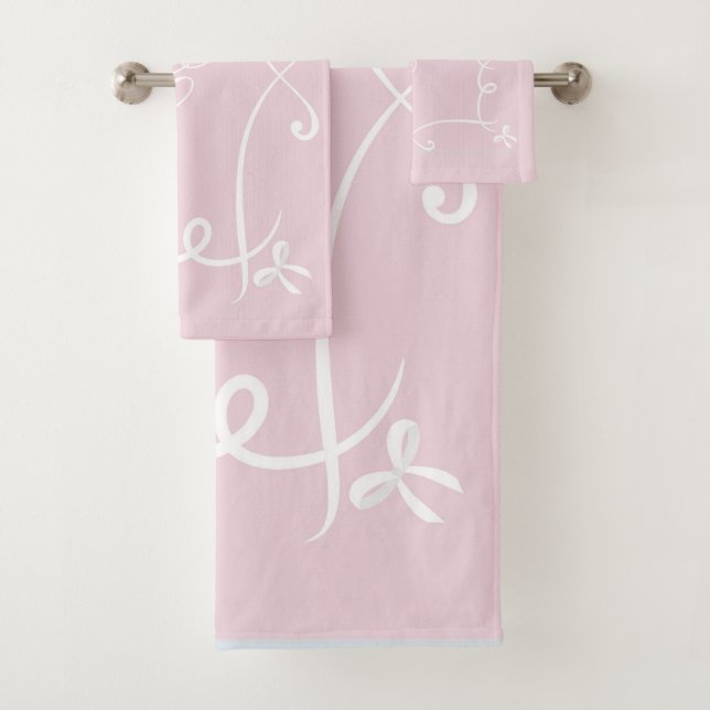 Antoinette Pink  Elegant Emblem Filigree Bath Towel Set (Insitu)