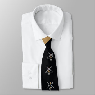Anton LaVey Sigil Abstract Wave  Neck Tie {Gold}