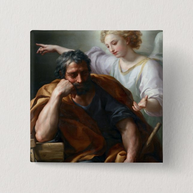 Anton Raphael Mengs The Dream of St. Joseph 15 Cm Square Badge (Front)