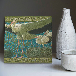 Anton Seder's Tender Storks Art Nouveau Wall Tile