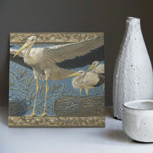 Anton Seder's Tender Storks Art Nouveau Wall Tile
