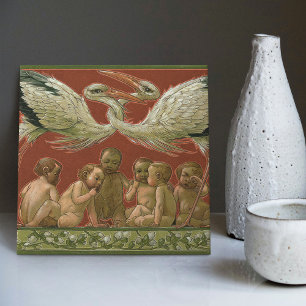 Anton Seder's Tender Storks Art Nouveau Wall Tile