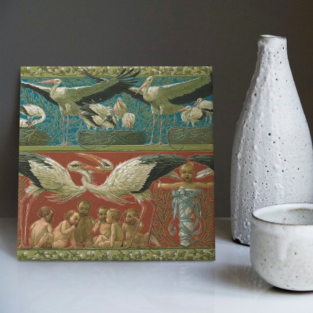 Anton Seder's Tender Storks Art Nouveau Wall Tile (Creator Uploaded)