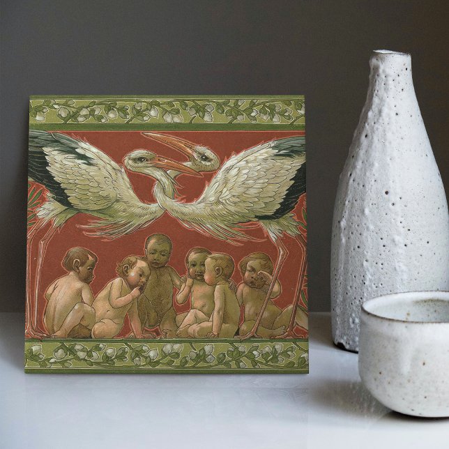 Anton Seder's Tender Storks Art Nouveau Wall Tile (Creator Uploaded)