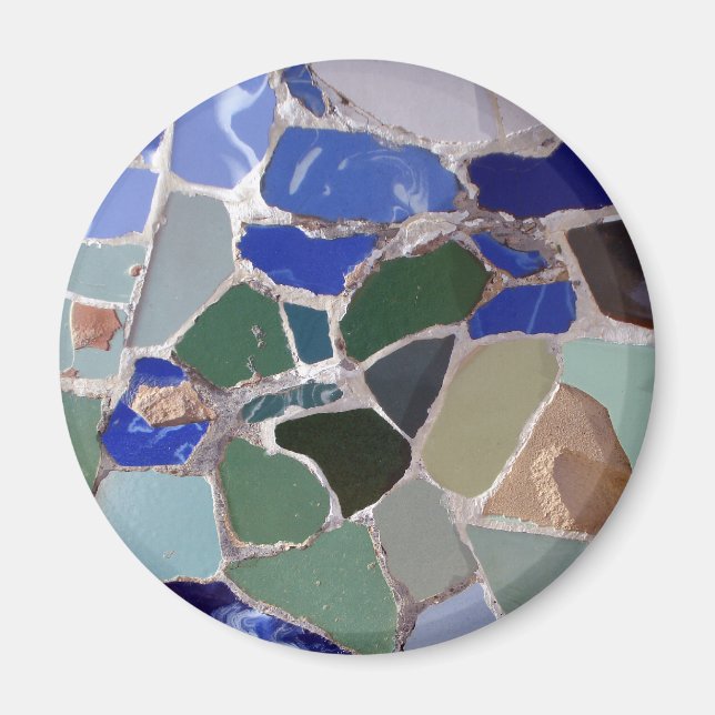 Antoni Gaudi Blue Mosaics Magnet (Front)
