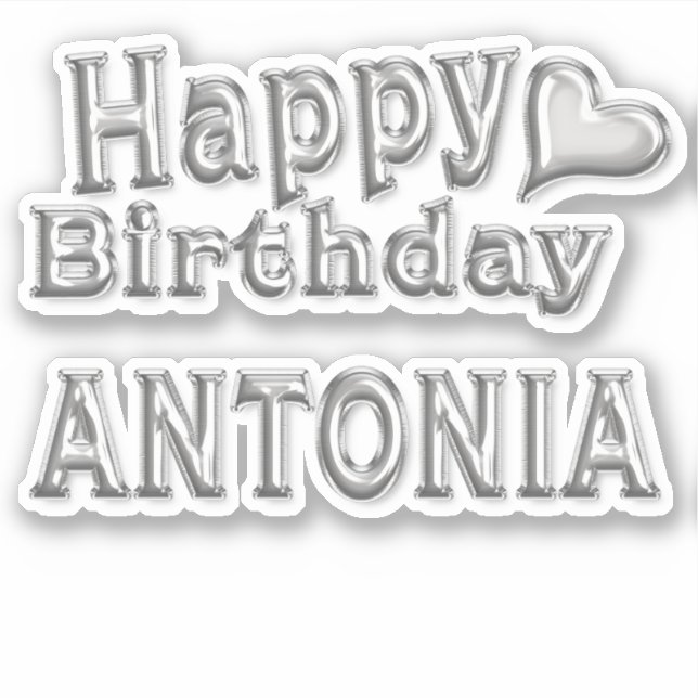 Antonia Happy Birthday silver Sticker (Front)
