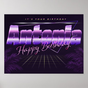 Antonia Name Vorname lila retro Poster Geburtstag