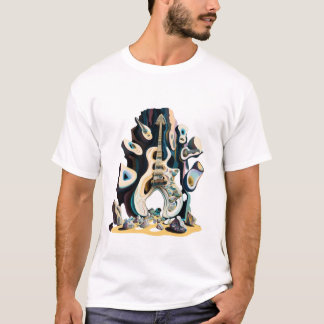 Antonio Gaudi styled painting, rock-band music T-Shirt