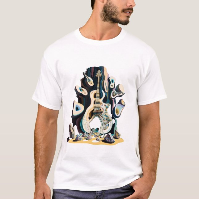 Antonio Gaudi styled painting, rock-band music T-Shirt (Front)