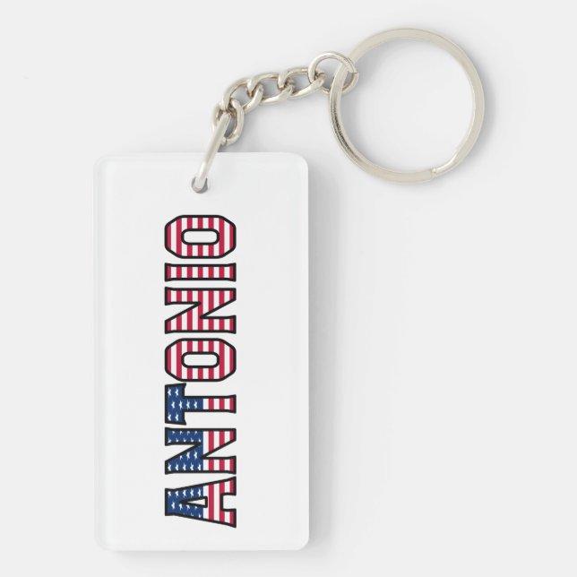 Antonio Name First Name USA Flag Key Ring (Back)