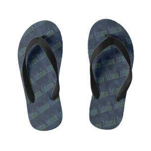 Antonio Name Logo On Blue Mosaic Kid's Flip Flops