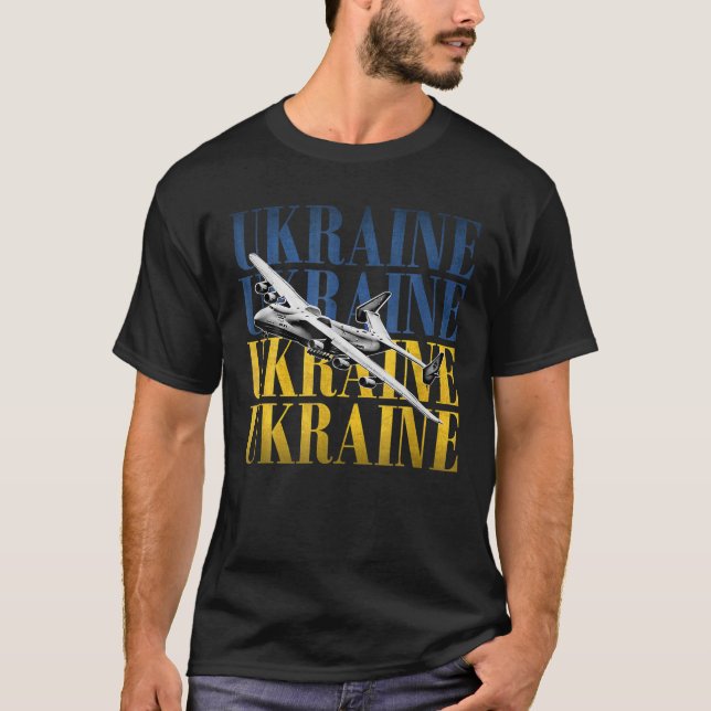 Antonov AN 225 Cargo Jet Plane On Ukraine Flag T-Shirt (Front)
