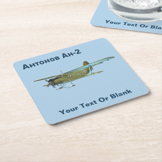 Antonov An-2 Square Paper Coaster (Angled)