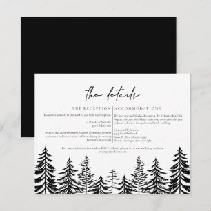 ANTORA Black and White Modern Pine Wedding Details Invitation