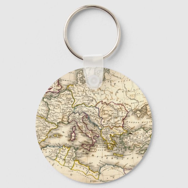Antquie Map of Ancient Roman Key Ring (Front)