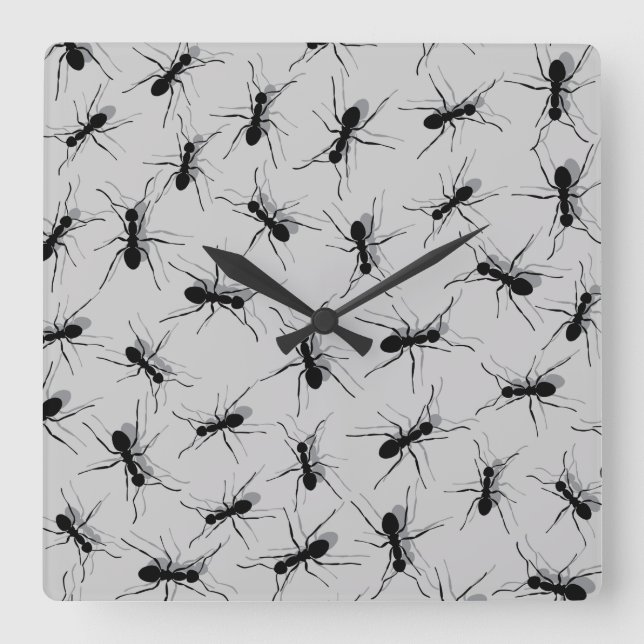 Ants all over square wall clock (Front)