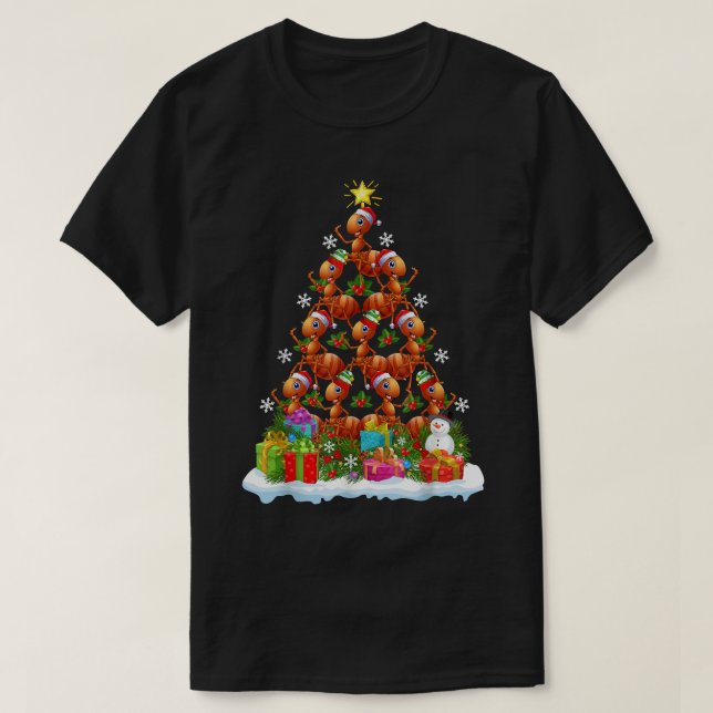 Ants Christmas Tree Lighting Santa Ants Xmas  T-Shirt (Design Front)