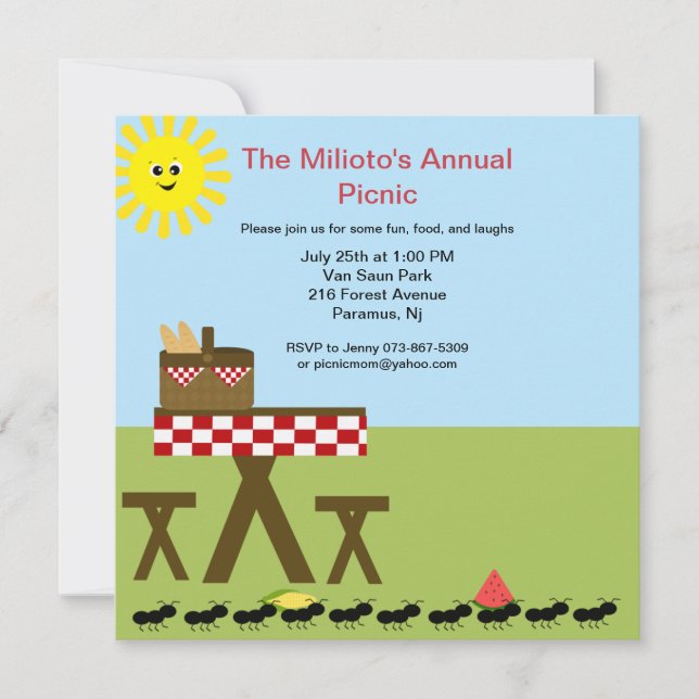 Ants Come Marching In To Picnic Invitation (Front)