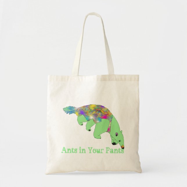 Ants in Your Pants Funny Green Anteater Animal Art Tote Bag (Front)