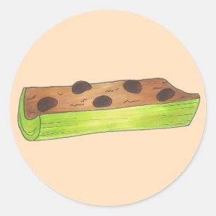 Ants on a Log Celery Peanut Butter Raisins Foodie Classic Round Sticker