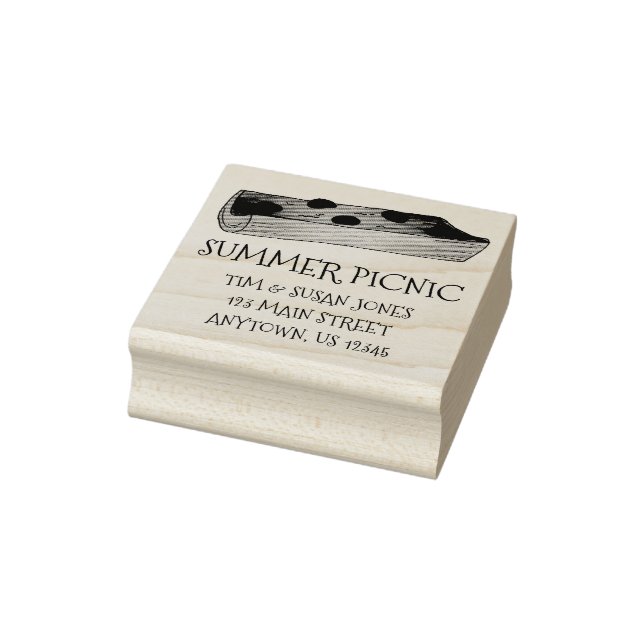 Ants on a Log Celery Summer Picnic Food Address Rubber Stamp (Stamp)