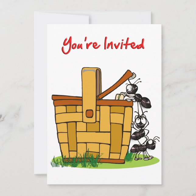 Ants Raiding Picnic Basket You're Invited Invitation (Front)