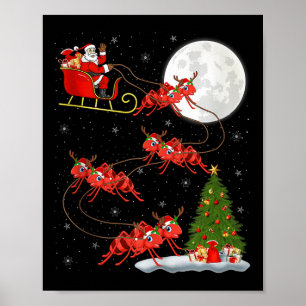 Ants Santa Sleigh Flying Funny Magical Christmas T Poster