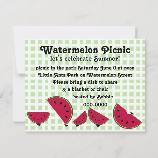 Ant's Watermleon Picnic Invitation (Front)