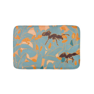 Ants with Blue flowers Autralian Flora Bath Mat