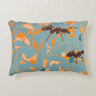 Ants with Blue flowers Autralian Flora Decorative Cushion