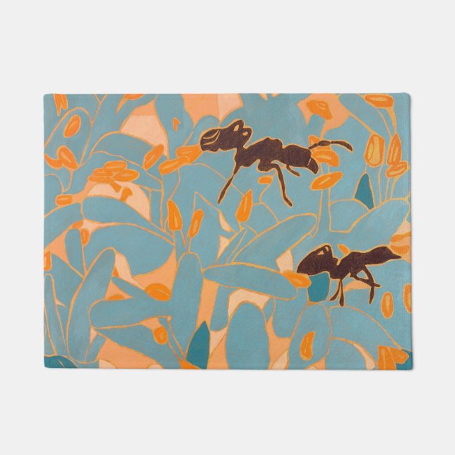 Ants with Blue flowers Autralian Flora Doormat (Front)