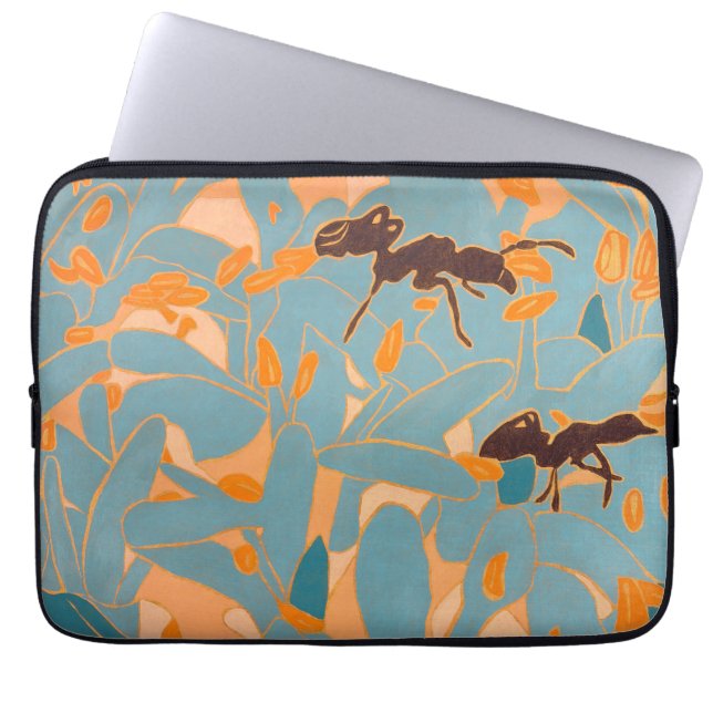 Ants with Blue flowers Autralian Flora Laptop Sleeve (Front)