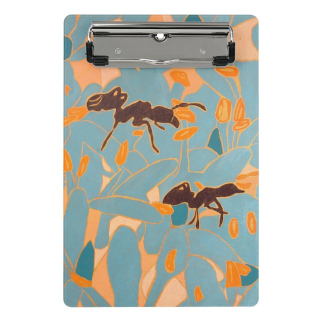 Ants with Blue flowers Autralian Flora Mini Clipboard (Front)