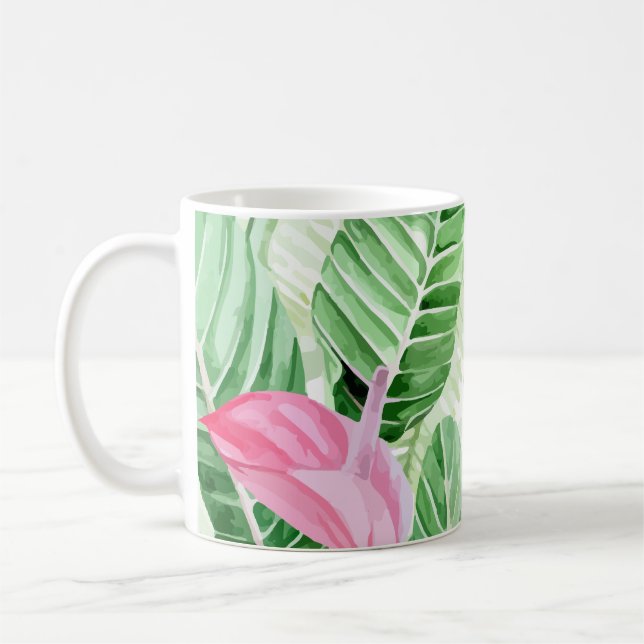 Anturio Rosa Planta Tropical Coffee Mug (Left)