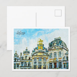 Antwerp Belgium Beautiful Oil Paint Landscape Postcard