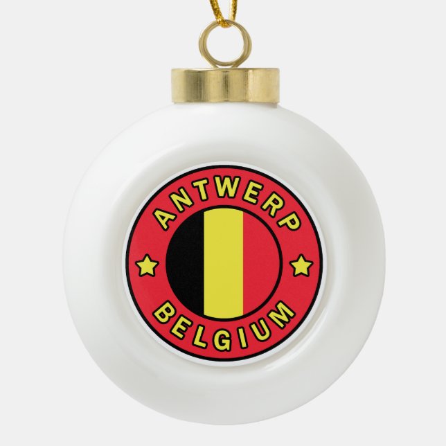 Antwerp Belgium Ceramic Ball Christmas Ornament (Front)