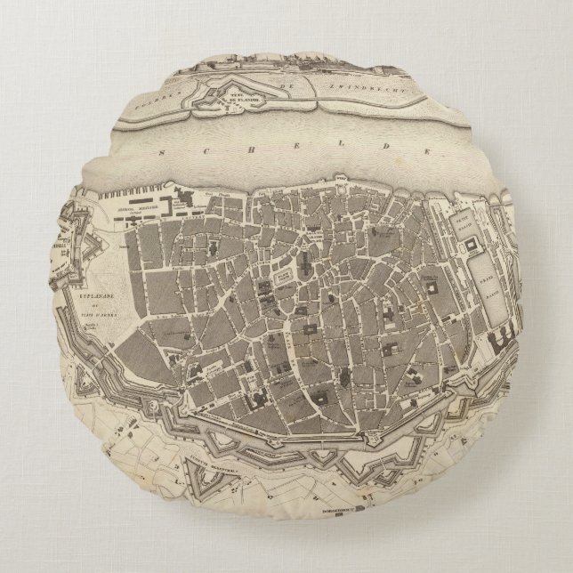 Antwerp, Belgium Round Cushion (Front)