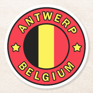 Antwerp Belgium Round Paper Coaster