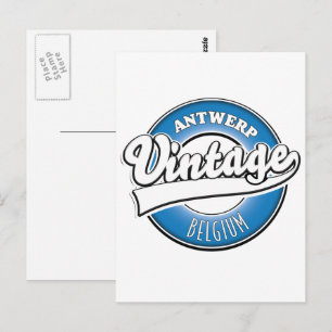 Antwerp belgium vintage logo postcard