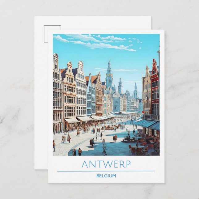 Antwerp Belgium Vintage Travel  Postcard (Front/Back)