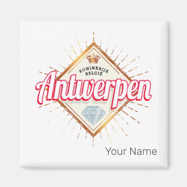 Antwerp Flanders Belgium Retro Vintage Souvenir Magnet (Front)