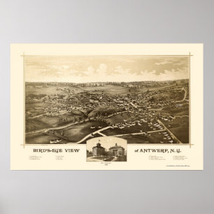 Antwerp, NY Panoramic Map - 1888 Poster