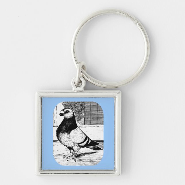 Antwerp Short Faced Pigeon Key Ring (Front)
