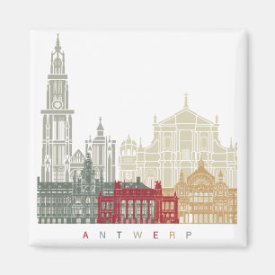 Antwerp skyline poster magnet